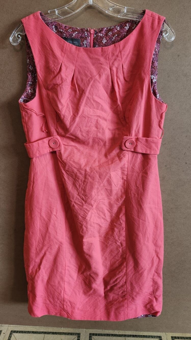 Kristin Davis Sleeveless Shift Dress Pink Coral Fully Lined Waist Tabs Sz 10 D8